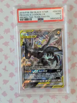 Pokemon Pikachu & Zekrom GX SM Black Star Promo TAG TEAM Holo SM168 PSA 9 240 HP - Image 1