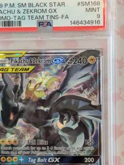 Pokemon Pikachu & Zekrom GX SM Black Star Promo TAG TEAM Holo SM168 PSA 9 240 HP - Image 4
