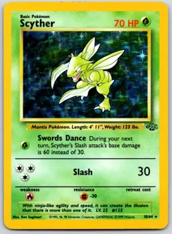 POKEMON JUNGLE SCYTHER 10/64 RARE UNLIMITED HOLO LP - Image 1