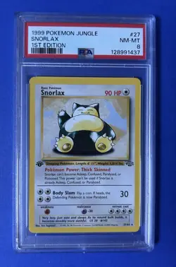 1999 Pokemon Jungle Snorlax 1st Edition #27 PSA 8 NM-MT - Image 1