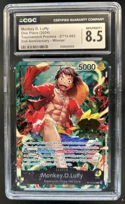 2024 One Piece 2nd Anniversary Tournament Winner Monkey D Luffy ST13-003 CGC 8.5 - Image 1