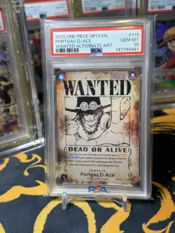 🏴‍☠2025 ONE PIECE CARRYING ON HIS WILL WANTED AA 119 PORTGAS D. ACE PSA 10 - Image 1