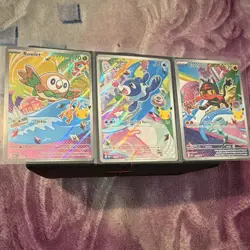 Pokemon TCG First Partner Pack Promo Holo Cards Rowlet Popplio Litten, all 3 - Image 1