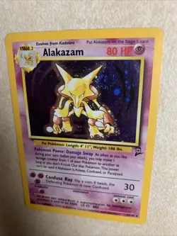 Pokemon TCG Alakazam Base Set Holo Card 1/102 Unlimited Rare (Swirl) LP - Image 1
