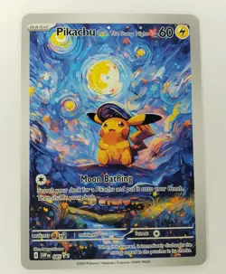 Pokemon Pikachu Starry Night Van Gogh Beautiful Moon Star Trading Cards - NM - Image 1