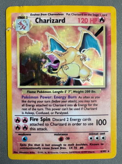 Pokemon Trading Card Game WOTC Base Set Holo Unlimited Charizard 4/102 Damaged - Image 1