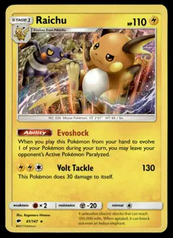 Raichu 41/147 SM - Burning Shadows Holo Rare English Pokemon Card - Image 1
