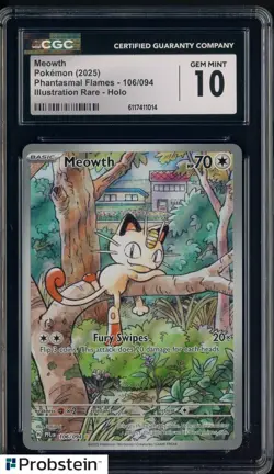 2025 Pokemon PFL EN Illustration Rare #106 Meowth CGC 10 GEM MINT - Image 1