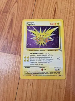 RARE HOLO ZAPDOS 15/62 ORIGINAL FOSSIL SET POKEMON CARD WOTC - Image 1