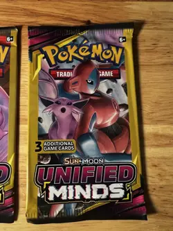 Pokemon Sun & Moon Unified Minds Mini Packs art set Lot 4 Packs 3 Cards Each - Image 3