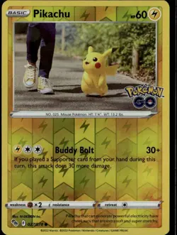 Pikachu (27) Common Pokemon GO 027/078 Lightning Reverse Holo Pokemon Card - Image 1