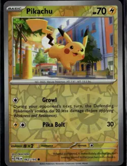 Pikachu Common SV02: Paldea Evolved 062/193 Lightning Reverse Holo Pokemon Card - Image 1