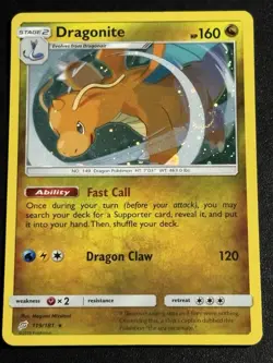 Dragonite Sun And Moon Cosmos Holo With A SWIRL Nm-Lp Pokemon Card #119/181 - Image 2