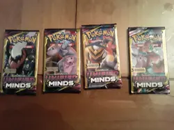 🔥Pokemon Sun & Moon Unified Minds (4) 3-Card Booster Packs Art Set 2019 Sealed - Image 1