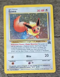 1999 Pokemon Eevee #11 Black Star Promo WOTC Holo Rare NM/LP Swirl - Image 1