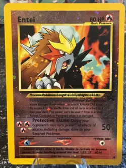 2001 Pokemon TCG Entei Black Star Promo #34 Reverse Holo Nintendo WOTC LP - Image 1
