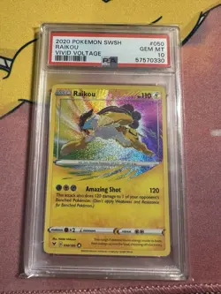2020 POKEMON SWORD & SHIELD VIVID VOLTAGE #050 RAIKOU PSA 10 - Image 1