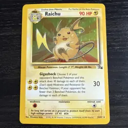 Pokemon Raichu 14/62 Fossil Holo Rare 1999 WOTC Vintage NM - Image 1