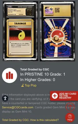 Pokemon TCG Devolution Spray Japanese 1996 Base Set CGC Pristine 10 Pop 1 - Image 3