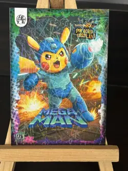 Mega Man Pikachu #176 - Laser Holo - Electric Pikachu Cosplay - Pokemon ZL13 - Image 1