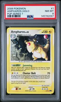 2008 POKEMON POP SER 7 #1 AMPHAROS-HOLO PSA 8 - Image 1