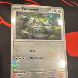 Pokemon Ferroseed Poke Ball Pattern Holo SV11W White Flare 70 HP 068/086 Common - Image 2
