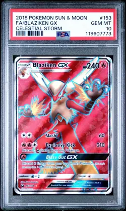 Pokemon Blaziken GX (Full Art) 153/168 Sm-Celestial Storm Holo PSA 10 - Image 1