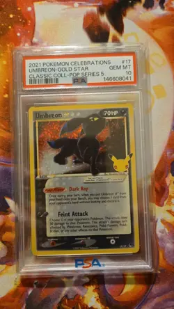 2021 POKEMON CELEBRATIONS CLASSIC COLL-POP SERIES 5 #17 UMBREON-GOLD STAR PSA 10 - Image 1