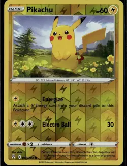 Pikachu Common SWSH07: Evolving Skies 049/203 Lightning Reverse Holo Pokemon Car - Image 1