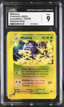 CGC 9 MINT Weezing 2002 Expedition 70/165 Reverse Holo Pokemon Card psa - Image 1