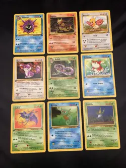 1st Edition Vintage Pokemon WOTC Card Lot Fossil Jungle LP/HP ARBOK IN FRENCH - Image 1