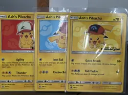 Ash's Pikachu SM113 SM111 SM109 Black Star Promo Pokemon TCG Cards LP - Image 1