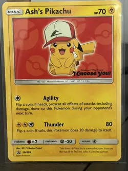 Ash's Pikachu SM113 SM111 SM109 Black Star Promo Pokemon TCG Cards LP - Image 2