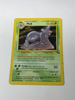 Vintage Pokemon Card TCG Muk Holo Rare Card 13/62 Fossil 1999 Unlimited HP - Image 1