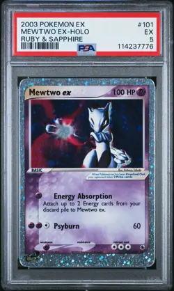 2003 Pokemon Ex Ruby & Sapphire #101 Mewtwo ex Holo PSA 5 - Image 1
