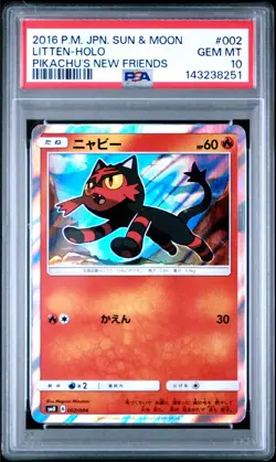 PSA 10 Pokemon Litten 002 Japanese Pikachu's New Friends Holo Low Pop - Image 1
