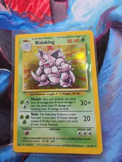 Pokemon Nidoking 11/102 Set Base Rare Holo Unlimited Wizards Card Vintage LP - Image 1