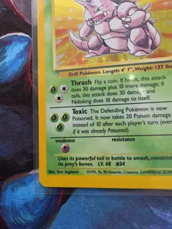 Pokemon Nidoking 11/102 Set Base Rare Holo Unlimited Wizards Card Vintage LP - Image 5