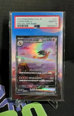 2023 Pokemon 151 JP Charizard Ex SAR #201 PSA 10 w/ extended art slab sleeve - Image 1