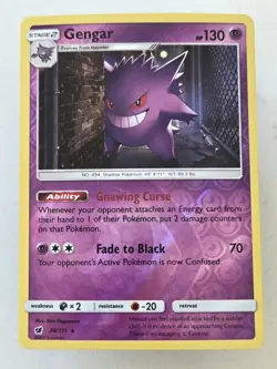 Pokemon TGC Gengar 38/111 Sun And Moon Crimson Invasion Reverse Holo - Image 1