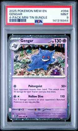 2025 POKEMON PROMO 4-PACK MINI TIN BUNDLE #094 GENGAR PSA 9 - Image 1