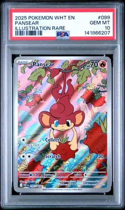2025 POKEMON WHT EN-WHITE FLARE ILLUSTRATION RARE #099 PANSEAR PSA 10 - Image 1