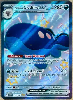 POKEMON TCG PALDEAN FATES PALDEAN CLODSIRE EX SHINY ULTRA RARE HOLO 219/091 NM+ - Image 1
