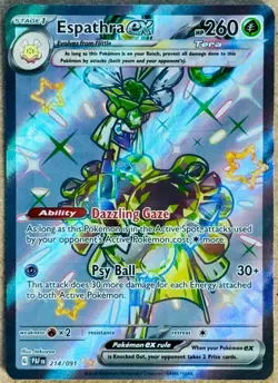 POKEMON TCG PALDEAN FATES ESPATHRA EX SHINY FA ULTRA RARE HOLO 214/091 NM+ - Image 1