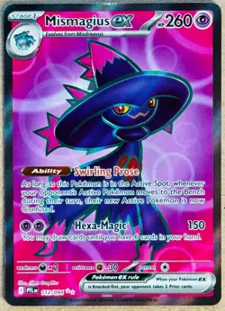 POKEMON TCG PHANTASMAL FLAMES MISMAGIUS EX FULL ART ULTRA RARE HOLO 112/094 NM+ - Image 1