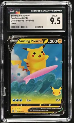 Surfing Pikachu V 2021 Pokemon Celebrations CGC 9.5 #008 - Image 1