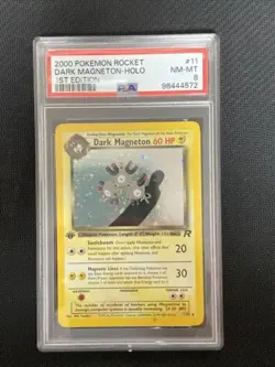 Pokemon Cards: Team Rocket 1st Edition Rare Holo: Dark Magneton 11/82 PSA 8 - Image 1