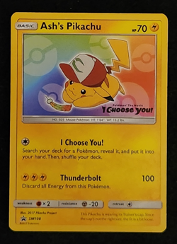 2017 Pokemon Black Star Promo Ash’s Pikachu #SM108 EX-NM - Image 1