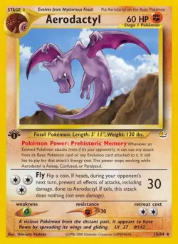 Pokemon TCG Aerodactyl 1st Edition Neo Revelation Rare - Image 1