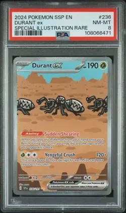 2024 Pokemon SSP EN Durant ex SPECIAL ILLUSTRATION RARE FULL ART 236/191 PSA 8 - Image 1